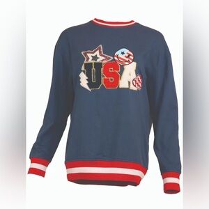Simply Southern Navy Sweatshirt with Red & White Trim and USA Patch